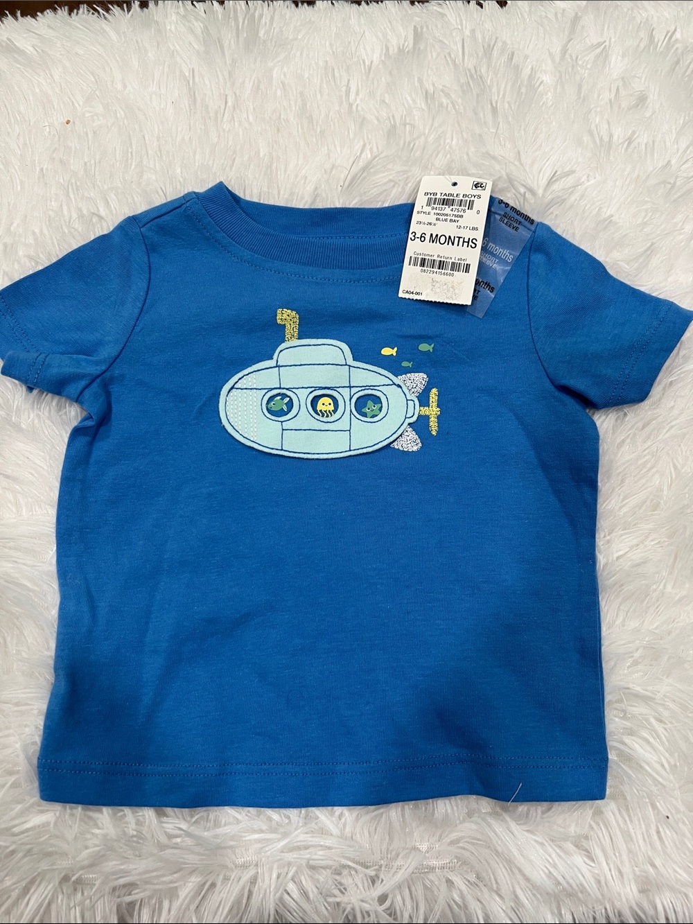 & Other Stories Blue Baby Tee with Submarine Graphic